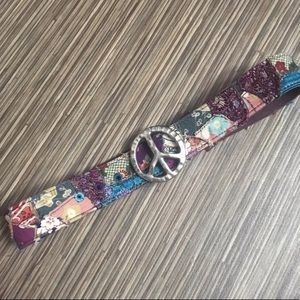 Lucky Brand Patchwork Peace Hippie Belt